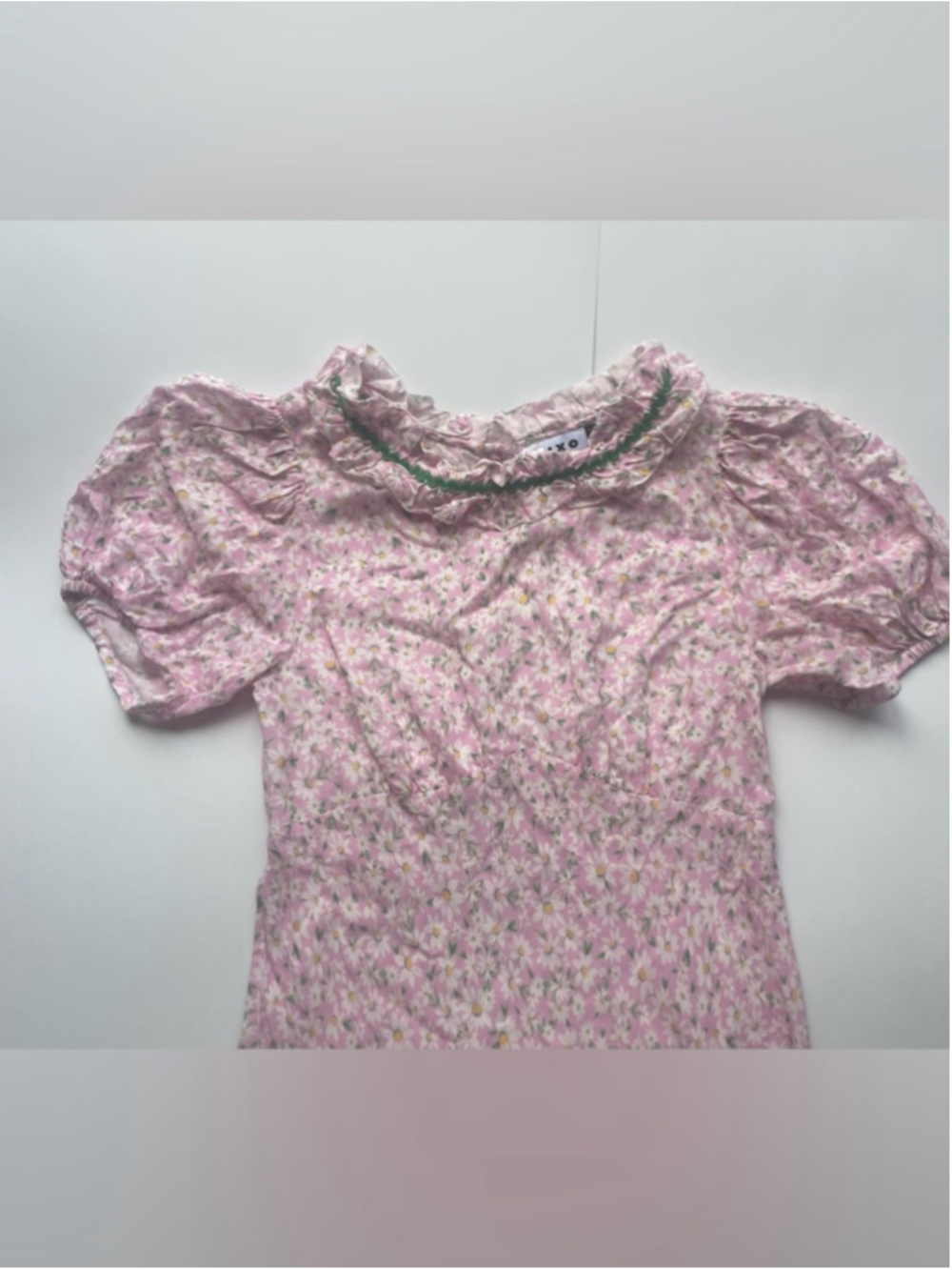 Rixo Deia Pink Floral Ruffled Midi Dress Puff Sleeve Voile Small - Picture 7 of 12